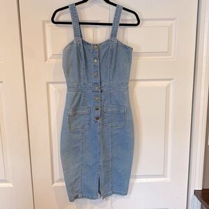 Midi button-up denim dress, size small